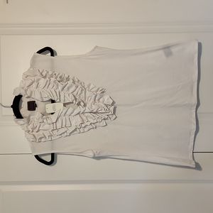 White Ruffle Sleeveless Tee XL